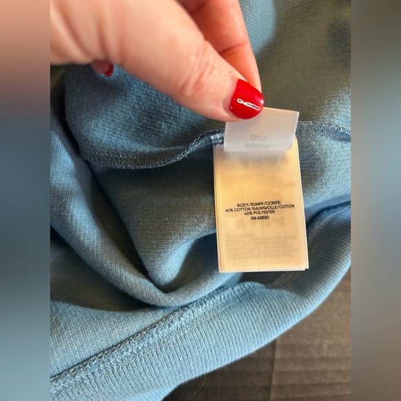 Lands' End Men's Bedford Rib Quarter Zip Pullover Sweater Blue Herringbone L - Picture 8 of 13